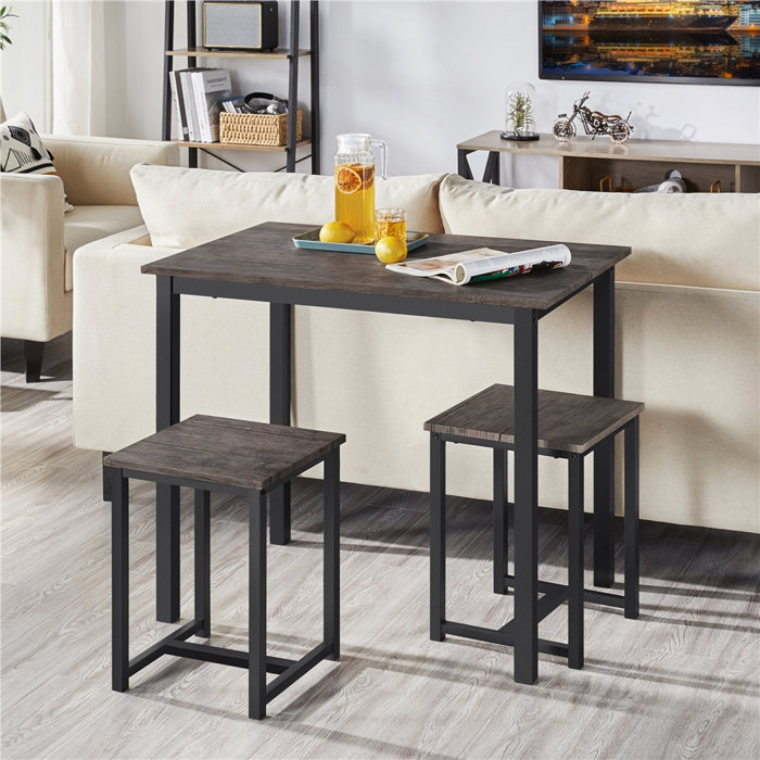 Latitude Run® 2-Person Industrial Dining Table Set Space Saving ...
